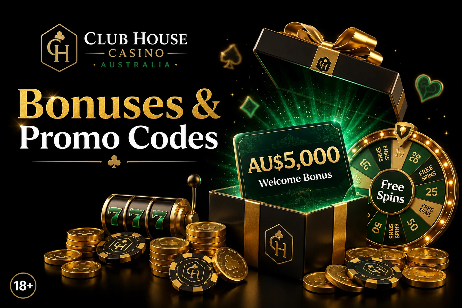Club House Casino AU promo code CLUB2026 unlocks A$5,000 welcome bonus plus free spins wheel